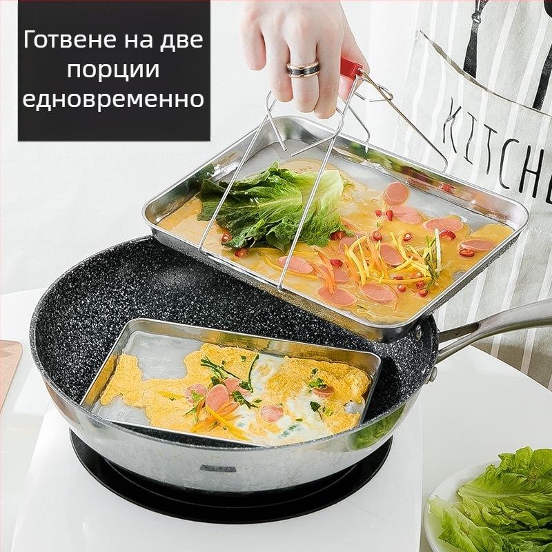 Правоъгълна парна плоча от 304 неръждаема стомана за Dim Sum и оризови рулца | Плоско дъно, електроплатирана повърхност, с печатано лого