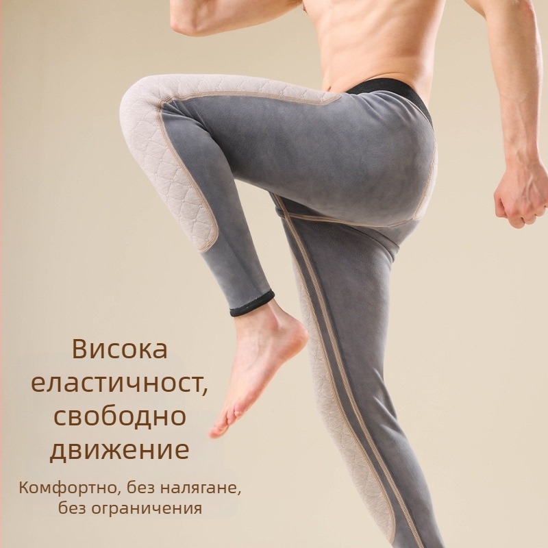 Унисекс термални панталони с протектор за коляното и поясна защита, трислоен флийс, изключително дебели 501–600 г/м², подплатени с кадифе