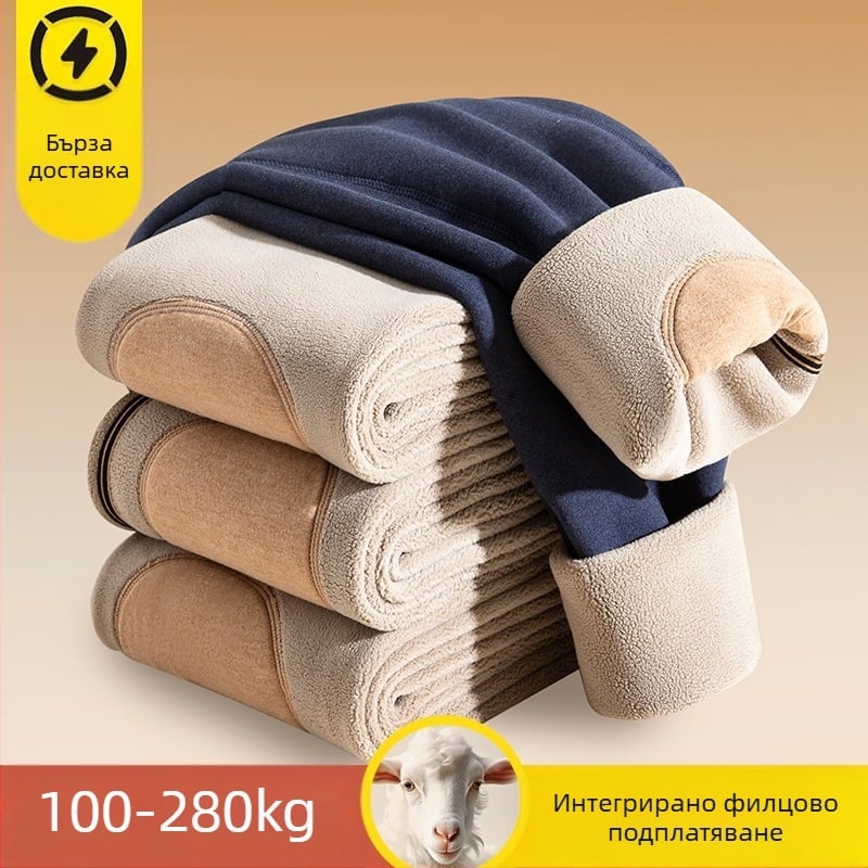 Мъжки зимни термо панталони, дебело флисе-подплатени, катионичен полиестер 80-90%, безшевни, поддържат топлината