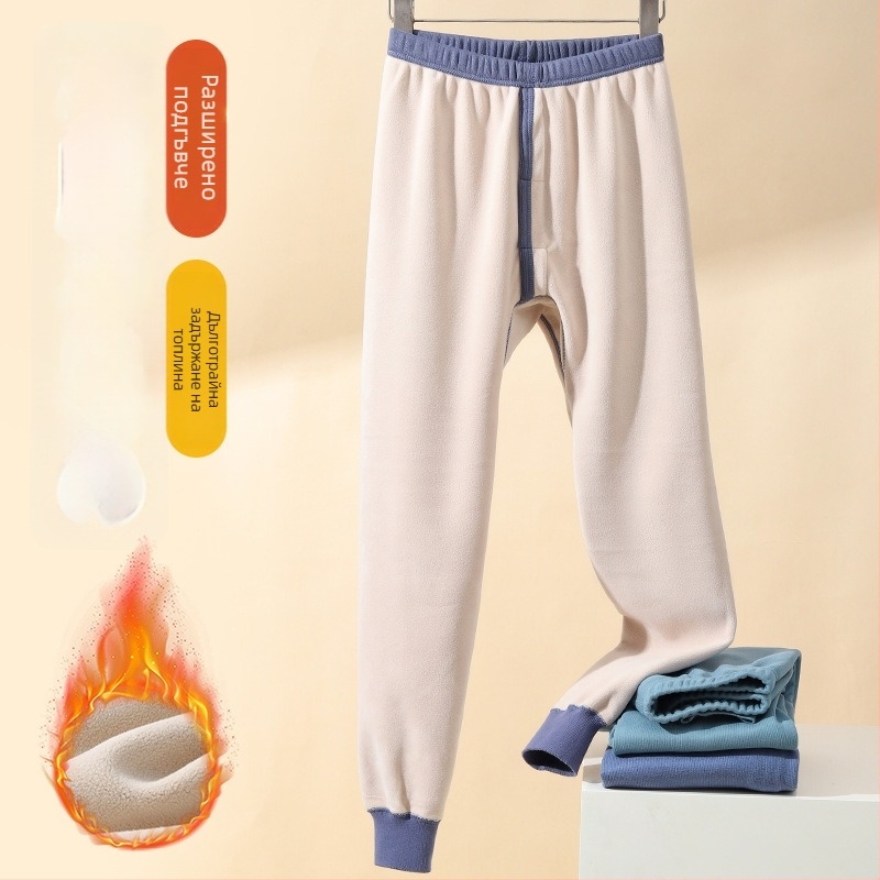 Панталони за студено време за тийнейджърски момчета – полиестер, подплатени флийсом, дебели, едноцветни, дълги.