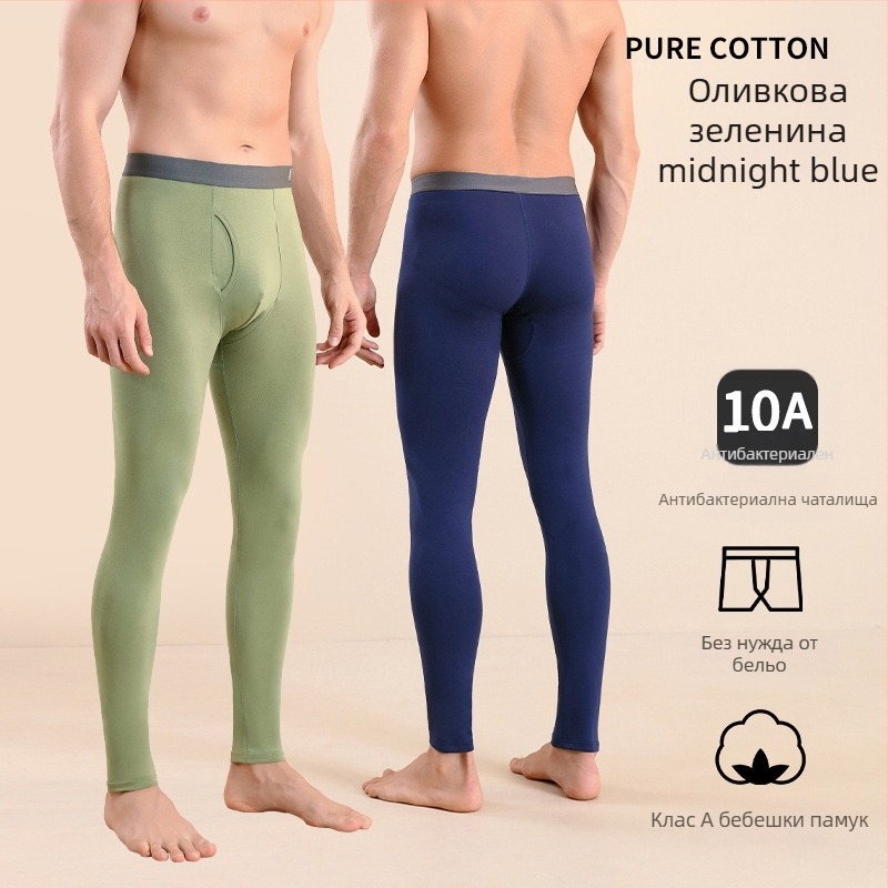 Мъжки памучни термо панталони, slim-fit, топли, еднослойни клинове, 95–100% памук, средно тегло