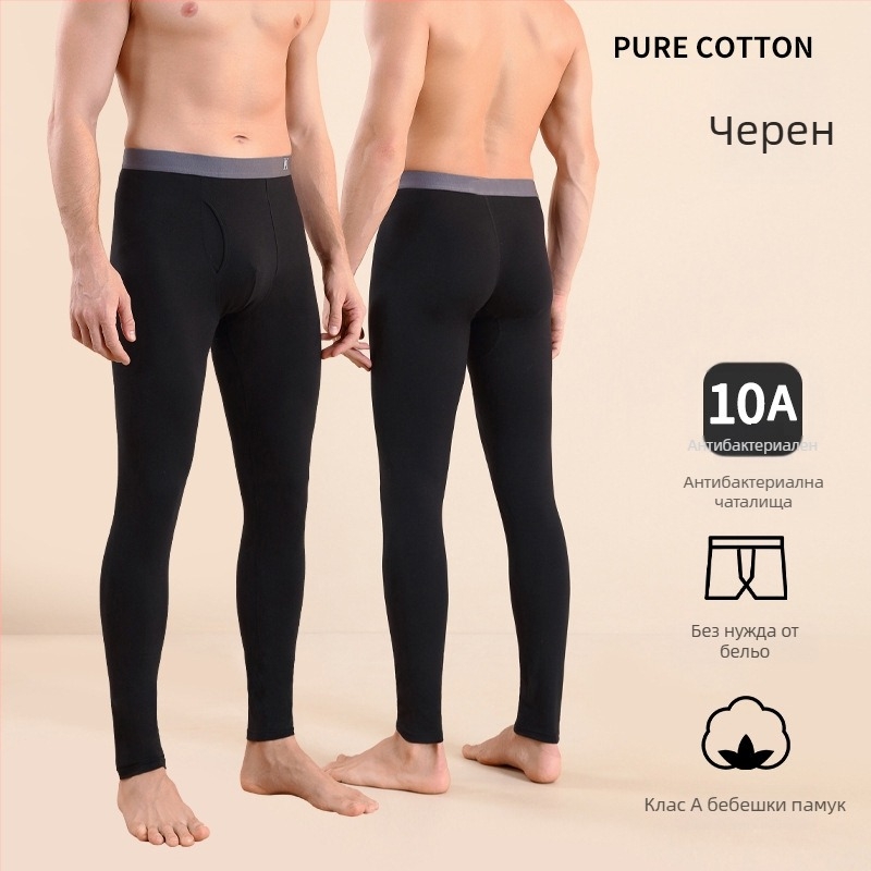 Мъжки памучни термо панталони, slim-fit, топли, еднослойни клинове, 95–100% памук, средно тегло