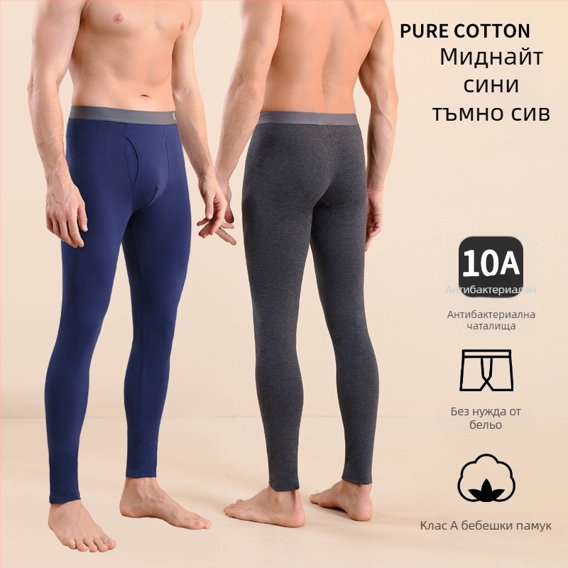 Мъжки памучни термо панталони, slim-fit, топли, еднослойни клинове, 95–100% памук, средно тегло