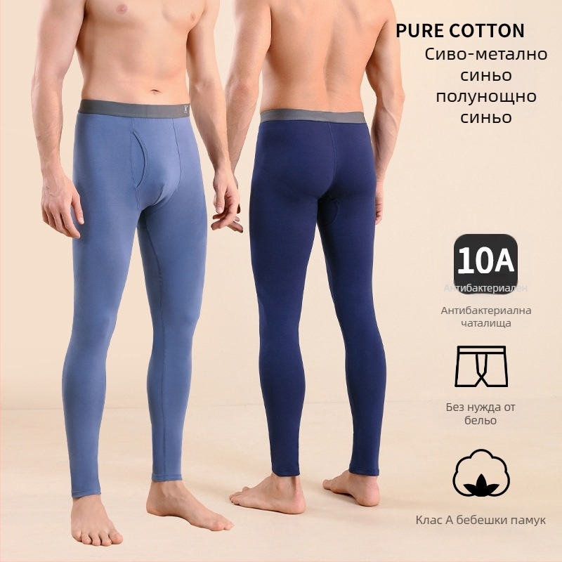 Мъжки памучни термо панталони, slim-fit, топли, еднослойни клинове, 95–100% памук, средно тегло
