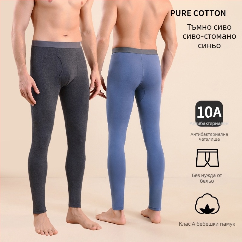 Мъжки памучни термо панталони, slim-fit, топли, еднослойни клинове, 95–100% памук, средно тегло