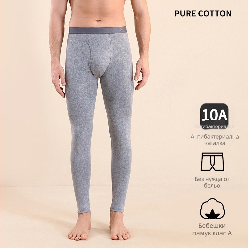 Мъжки памучни термо панталони, slim-fit, топли, еднослойни клинове, 95–100% памук, средно тегло