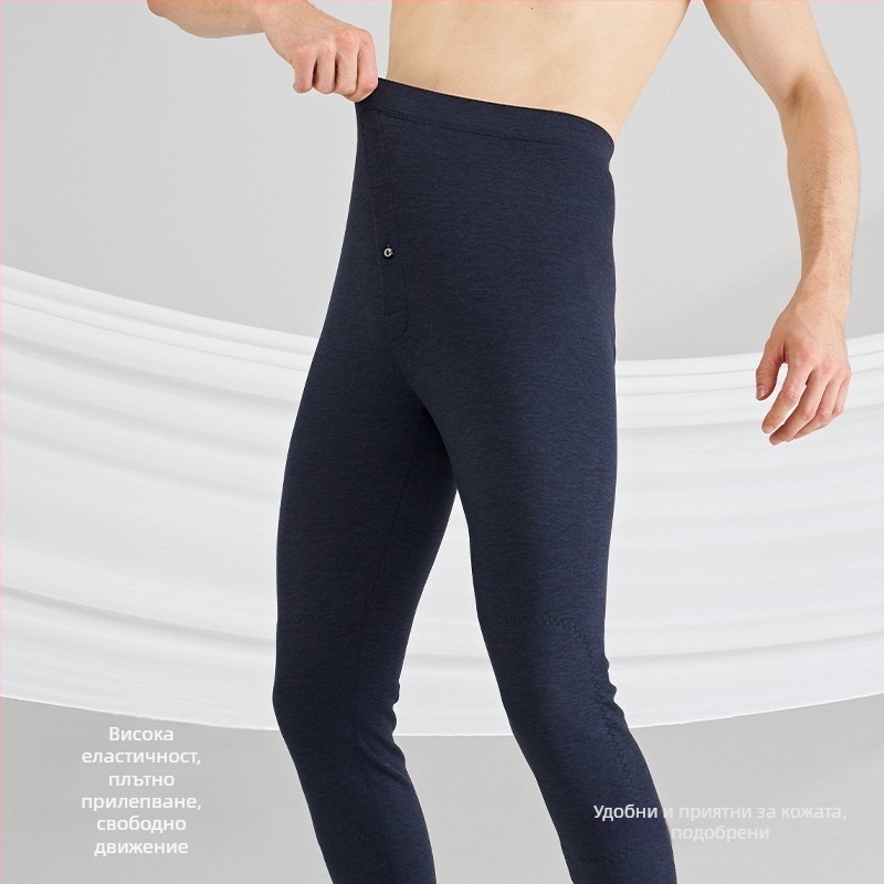 Мъжки термални долнища за есенно-зимния сезон, мъхнато обработен полиестер 70–80%, 201–250 g/m², еластичност и запазване на топлината, еднослойни