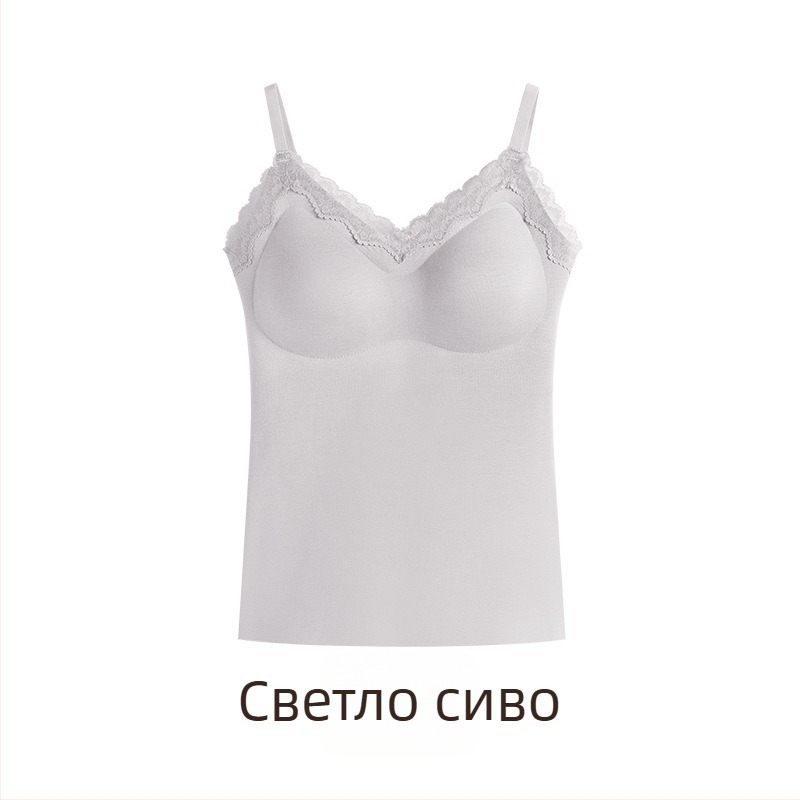 Женски термален жилет с интегрирана подплата за гърдите, V-образно деколте, еднослоен, акрилно влакно с 50–70% нейлон, 161–180 g/m²