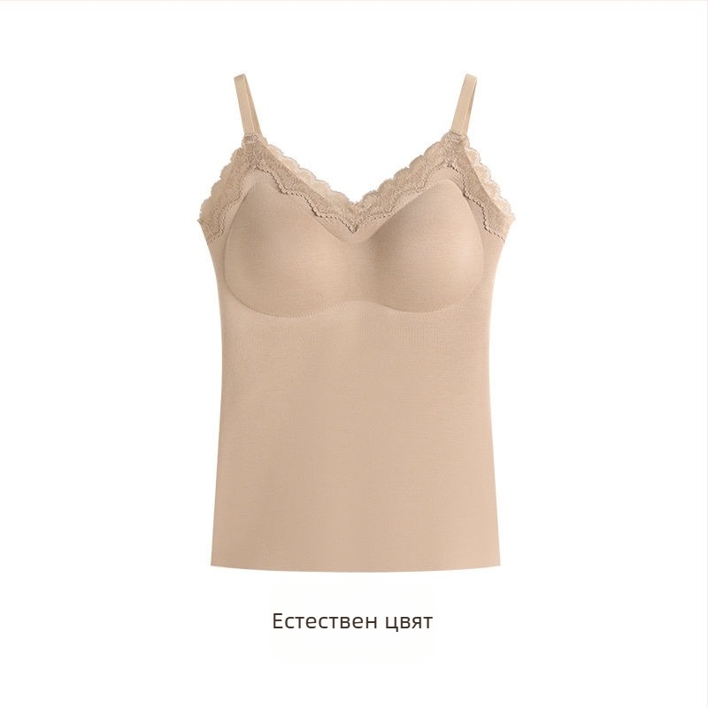 Женски термален жилет с интегрирана подплата за гърдите, V-образно деколте, еднослоен, акрилно влакно с 50–70% нейлон, 161–180 g/m²