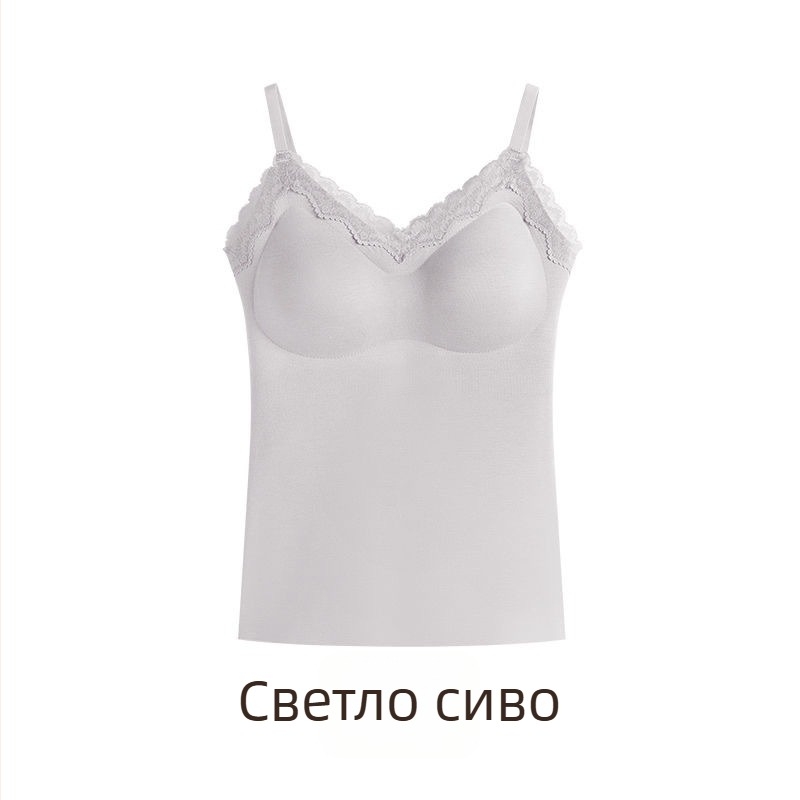 Женски термален жилет с интегрирана подплата за гърдите, V-образно деколте, еднослоен, акрилно влакно с 50–70% нейлон, 161–180 g/m²