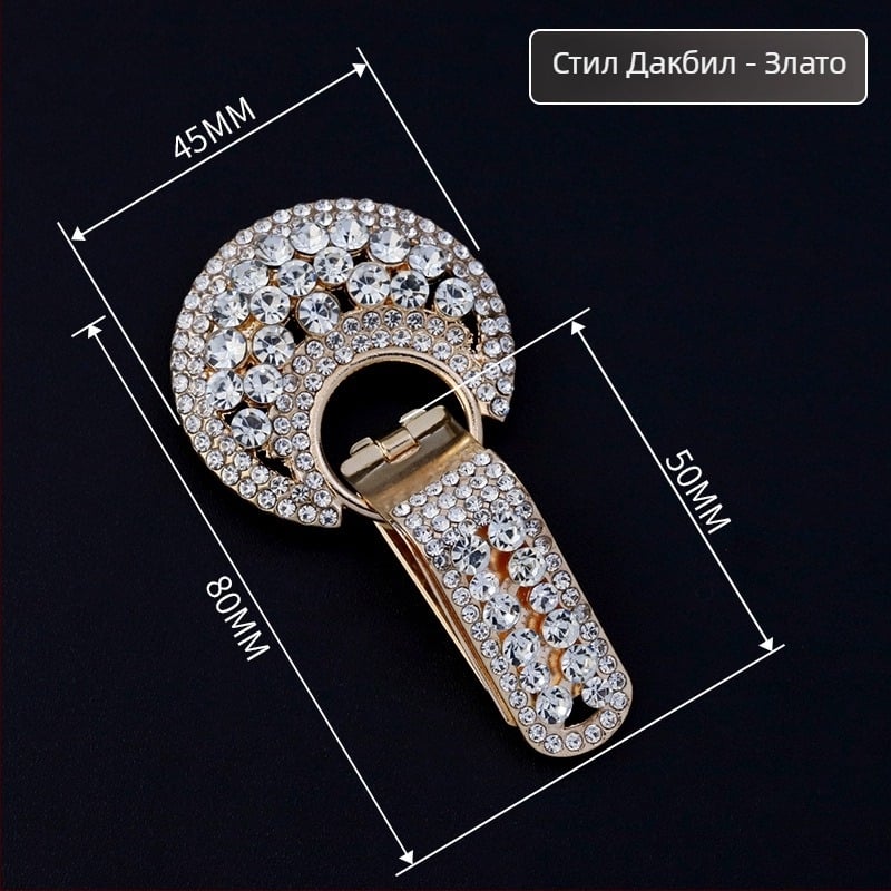 Декоративна катарама Hengmeihe за палта — цинкова сплав с имитационни кристали, класически национален стил, минималистичен дизайн