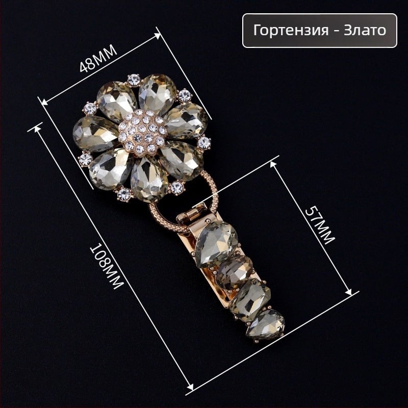 Декоративна катарама Hengmeihe за палта — цинкова сплав с имитационни кристали, класически национален стил, минималистичен дизайн