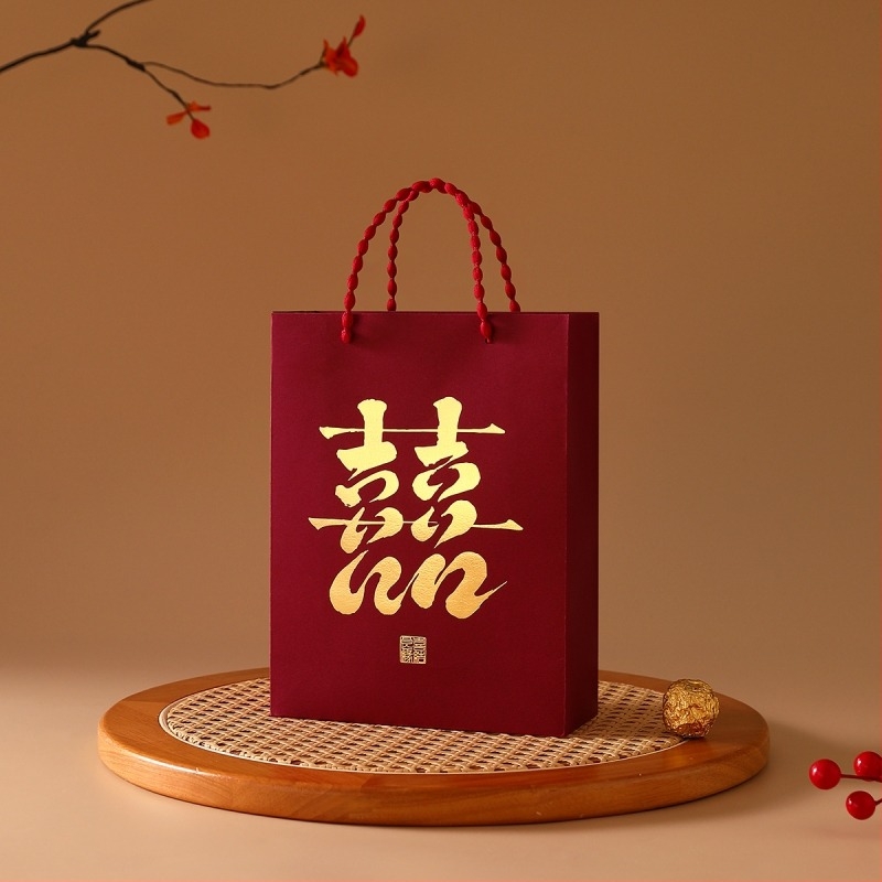 Xiuyoufu квадратна хартиена торба за подаръци за сватба - китайски стил, за шаферки