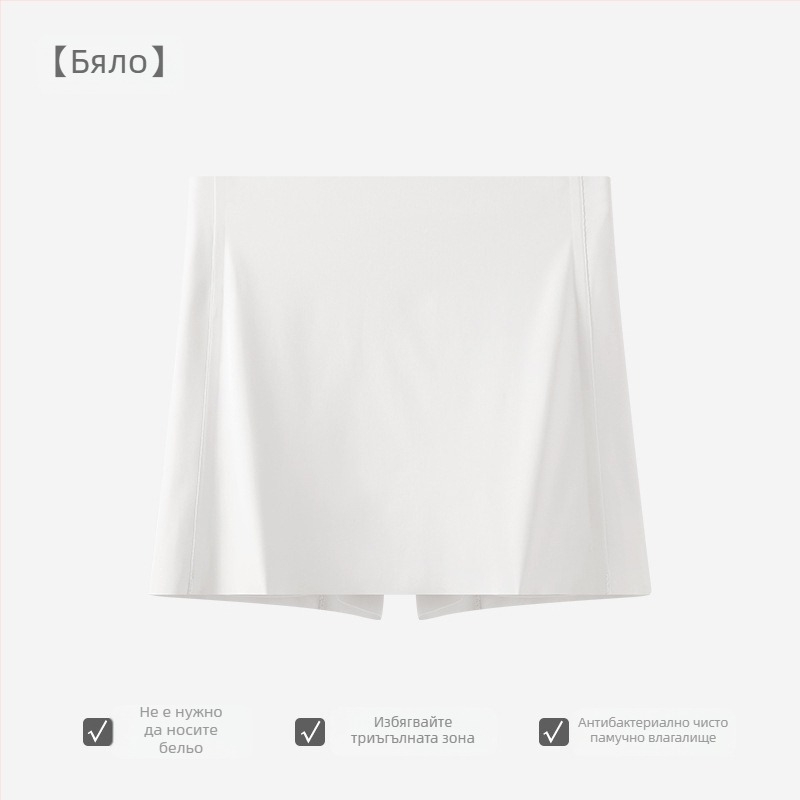 Дамски безшевни безопасни боксерки с двойно покритие за защита на интимната зона, Ice Silk плат, средна талия, 75% найлон, подплата 100% памук.