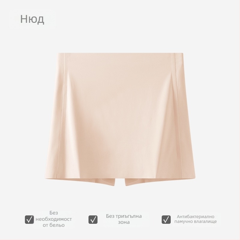 Дамски безшевни безопасни боксерки с двойно покритие за защита на интимната зона, Ice Silk плат, средна талия, 75% найлон, подплата 100% памук.