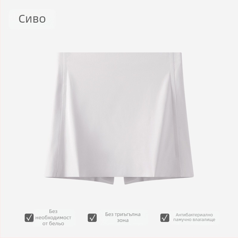 Дамски безшевни безопасни боксерки с двойно покритие за защита на интимната зона, Ice Silk плат, средна талия, 75% найлон, подплата 100% памук.