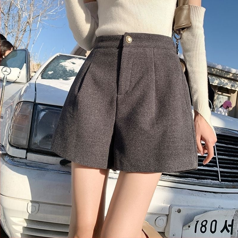 Женски Chenille панталони с широки крака и висока талия, дължина 5/4, плътна материя, микроеластичност (Пролет 2025)