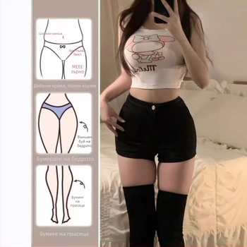 Дънкови къси панталони с висока талия, микроеластичен фит, права кройка за градски стил, съдържание на памук 30–50%