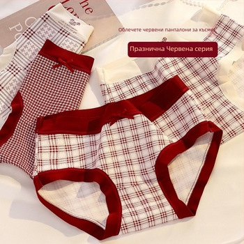 Дамски памучни бикини с антибактериална защита, дишащи, средна талия, съдържание 90–95% памук