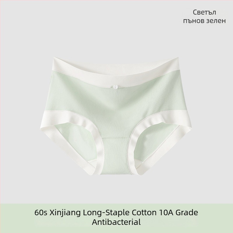 Дамски памучни бикини със средна талия, антибактериални и дишащи; основен материал 80–90% памук; хастар в интимната зона 100% памук