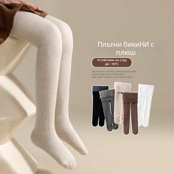 Детски колготки за зима, дебели, едноцветни, за деца 3–8 години, полиестер