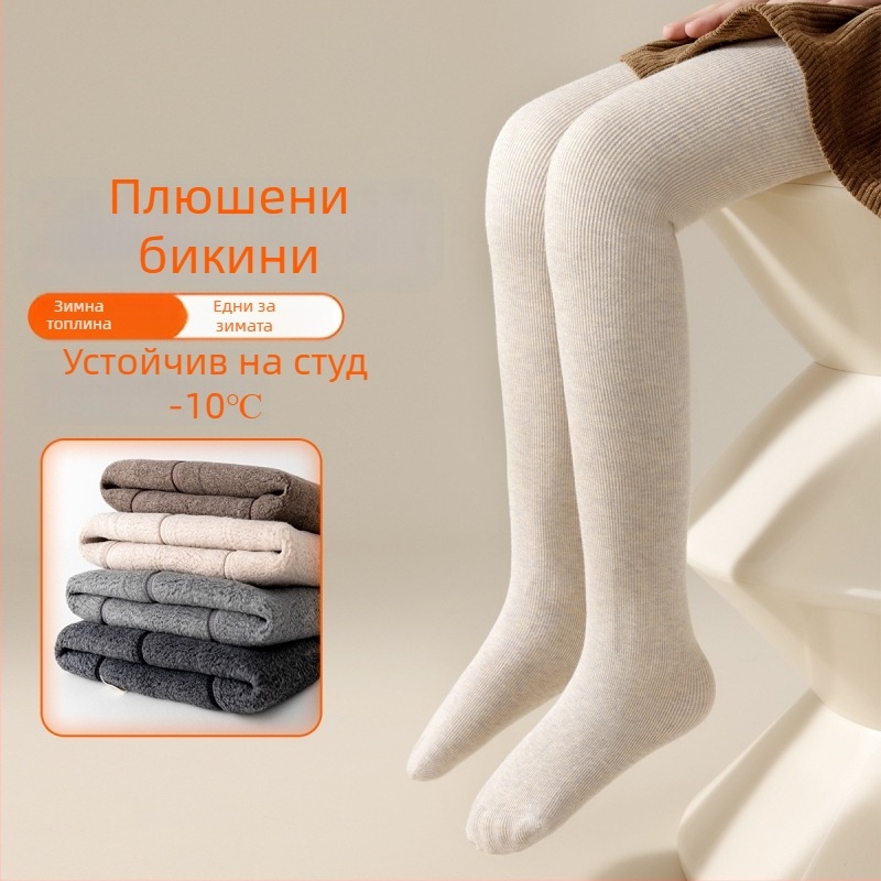 Детски колготки за зима, дебели, едноцветни, за деца 3–8 години, полиестер