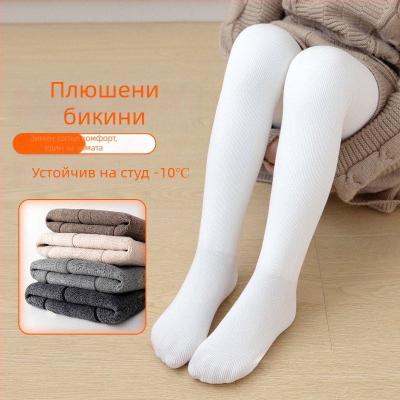 Детски колготки за зима, дебели, едноцветни, за деца 3–8 години, полиестер