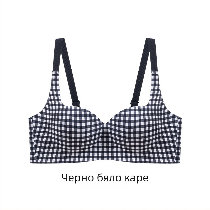 Нейлонов комплект сутиен за жени, 3/4 чашка, дебело оформена чашка, фиксирани презрамки, задно закопчаване с три реда катарами, подплата от спандекс