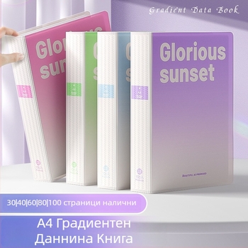 Документна папка с вложки, градиентен дизайн, многослойно съхранение (Материал: пластмаса; Брой страници: 100; Печат на лого: Не; Персонализация: Не)