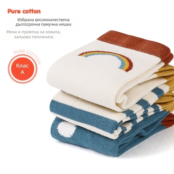 Xuwei Бебешки чорапи над коляното, памук, за новородени 0–1 г, жакардова плетка