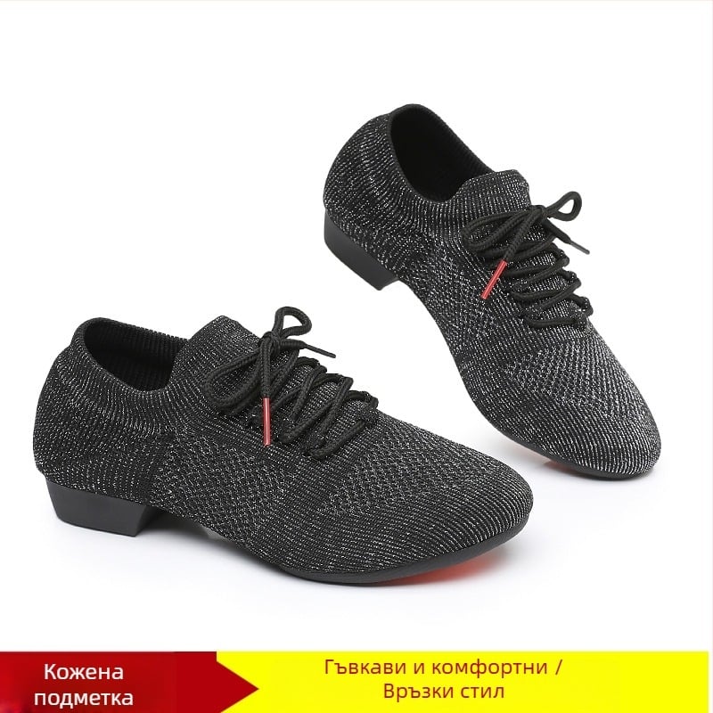 Дамски обувки за площадни танци, мрежеста горна част, дишащи, подходящи за балет и танцово движение