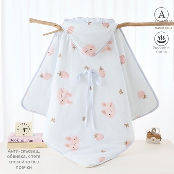 Памучно одеяло за новородени за болнична зала, дебел полиестерен пълнеж, принт с животни, за пролет, есен и зима