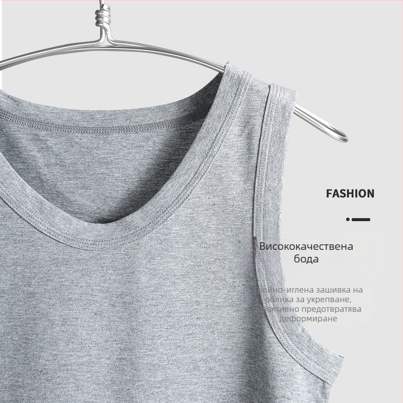 Мъжка I-образна памучна жилетка, 95–100% памук, кръгло деколте, лято 2024