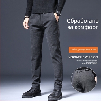Мъжки спортно-елегантни панталони – права кройка, тесен силует, средна талия, полиестрова смес