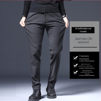 Мъжки спортно-елегантни панталони – права кройка, тесен силует, средна талия, полиестрова смес