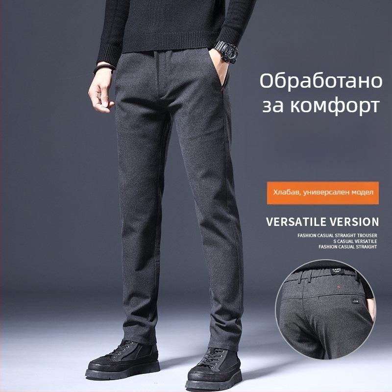 Мъжки спортно-елегантни панталони – права кройка, тесен силует, средна талия, полиестрова смес