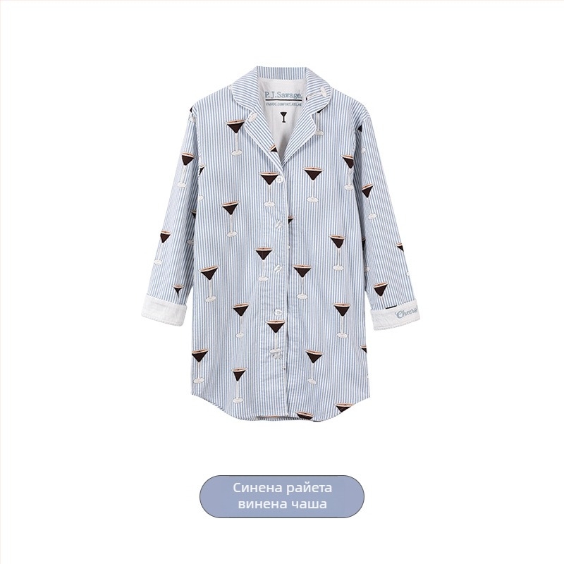 Памучен пижамен комплект с кадифено покритие, яка с лацeл, дълги ръкави; 181–200 g/m2; ежедневен домашен стил за жени, подходящ за зима, пролет и есен