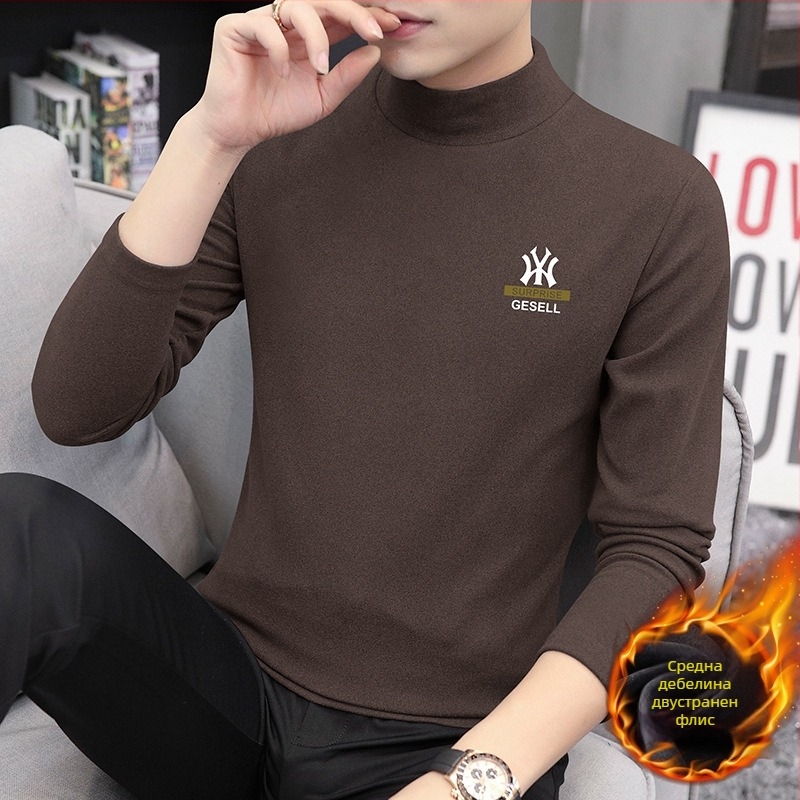 Мъжка блуза с дълги ръкави и висока яка, Slim fit; полиестрова смес; 280 г; флисово подплата