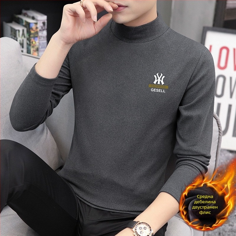 Мъжка блуза с дълги ръкави и висока яка, Slim fit; полиестрова смес; 280 г; флисово подплата