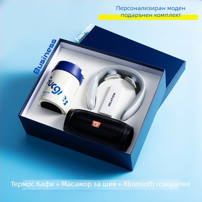 Бизнес подаръчен комплект Good luck, метален дизайн, модерен минималистичен стил, персонализирано лого като сувенир