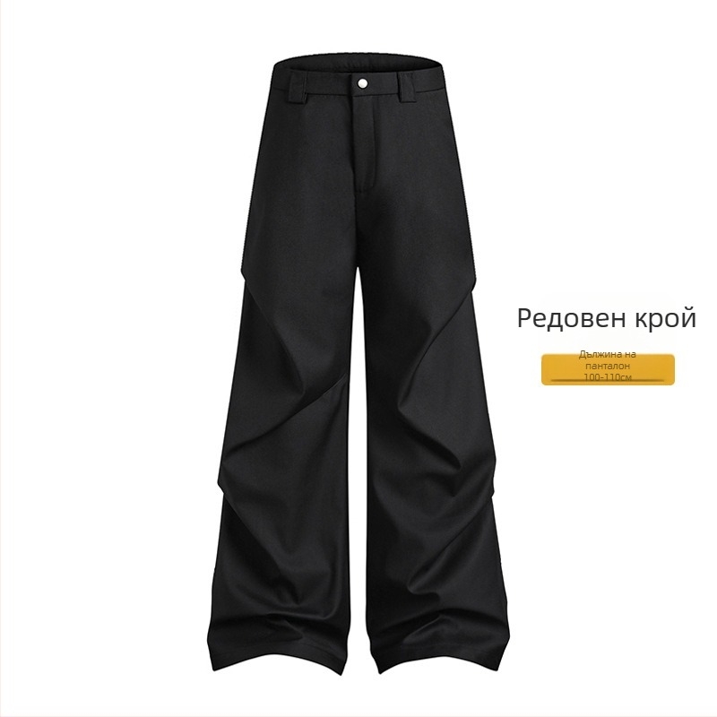 Мъжки ежедневни панталони с флисово подплата, свободна кройка, закопчаване с цип, средна талия, полиестерна смес