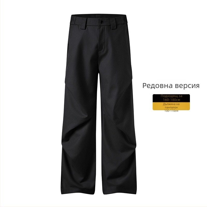 Мъжки ежедневни панталони с флисово подплата, свободна кройка, закопчаване с цип, средна талия, полиестерна смес