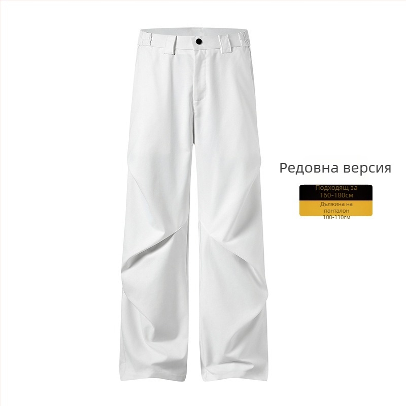 Мъжки ежедневни панталони с флисово подплата, свободна кройка, закопчаване с цип, средна талия, полиестерна смес