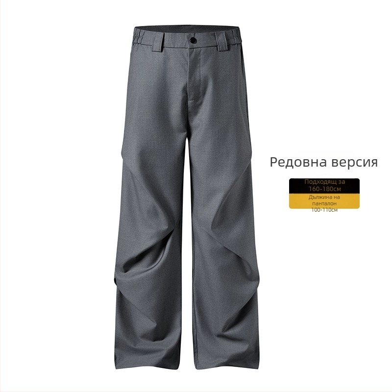 Мъжки ежедневни панталони с флисово подплата, свободна кройка, закопчаване с цип, средна талия, полиестерна смес