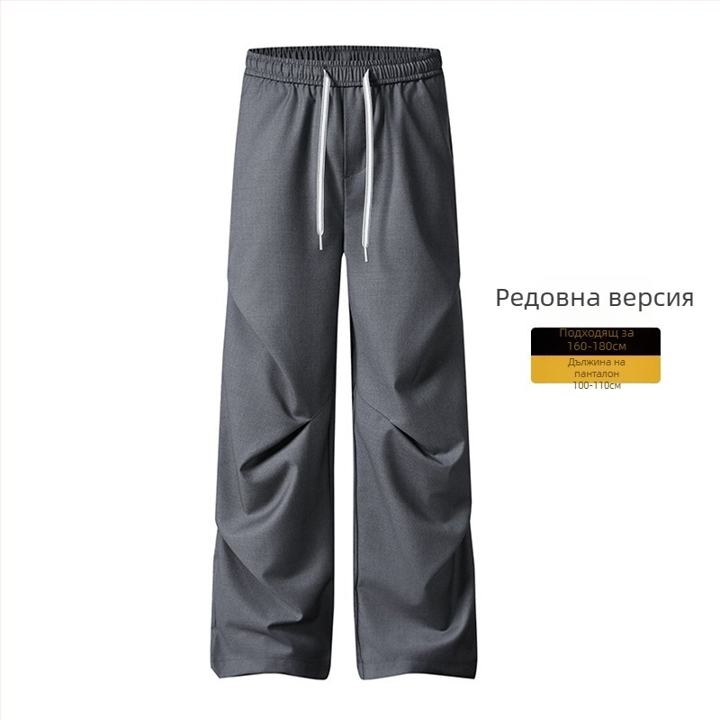 Мъжки ежедневни панталони с флисово подплата, свободна кройка, закопчаване с цип, средна талия, полиестерна смес
