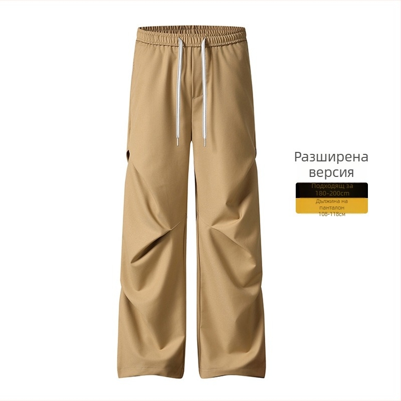 Мъжки ежедневни панталони с флисово подплата, свободна кройка, закопчаване с цип, средна талия, полиестерна смес