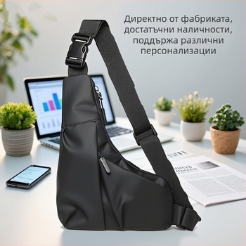 Мъжка чанта за кръст с функция против кражба, триъгълен дизайн, водоустойчива филмова материя, ултра лека и издръжлива, с разширяем капацитет