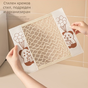 Стенно окачваща се мрежеста чанта с велкро за съхранение на торбички за боклук — полиестер, кухненски организатор, удебелен дизайн, домашно обзавеждане.