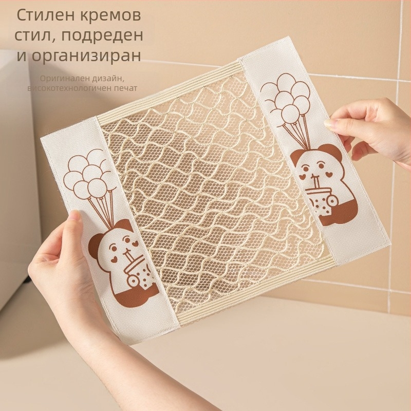 Стенно окачваща се мрежеста чанта с велкро за съхранение на торбички за боклук — полиестер, кухненски организатор, удебелен дизайн, домашно обзавеждане.