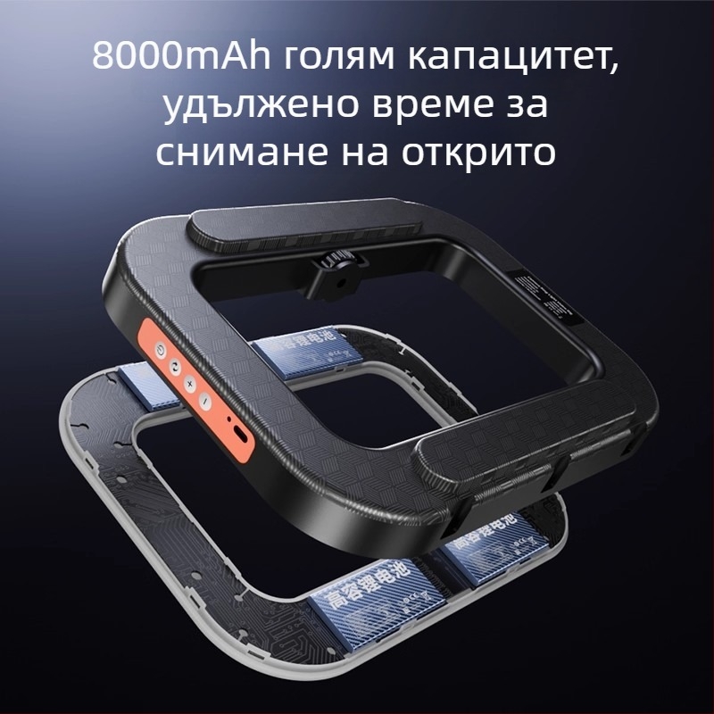Ръчна мини пръстенна светлина за смартфон, преносима фотографска лампа за снимки на открито, с многостепенно регулиране на яркостта, 10–50W, 220V